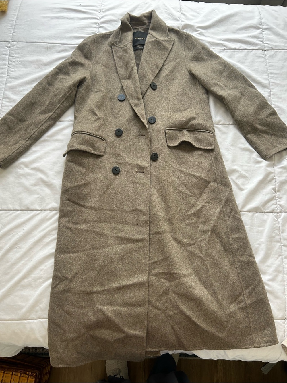 Massimo Dutti Long Oversized Wool Blend Double-Breasted Coat